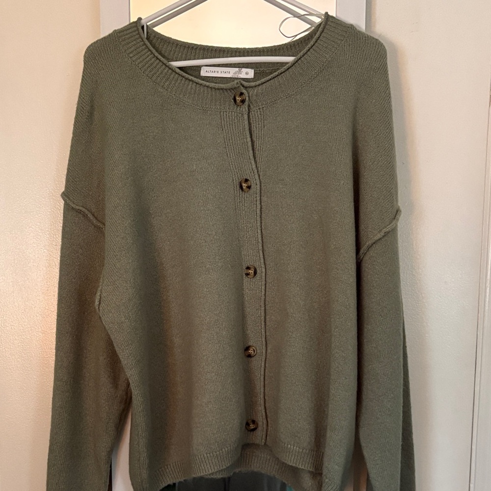 Altar'd State Sage Button-Up Cardigan